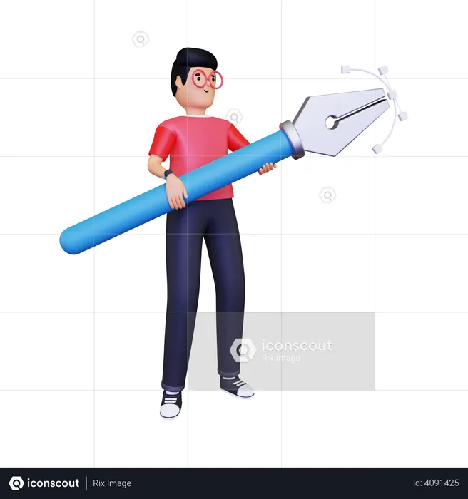 Graphic designer holding a pen tool  3D Illustration