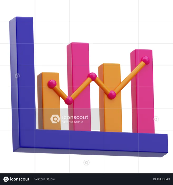 Graphique à barres de croissance  3D Icon