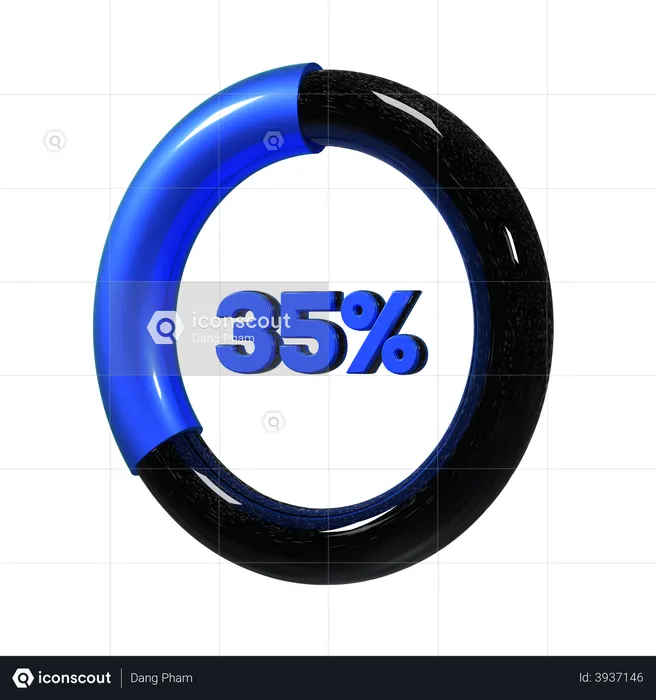 Diagramme circulaire de 35 pour cent  3D Illustration