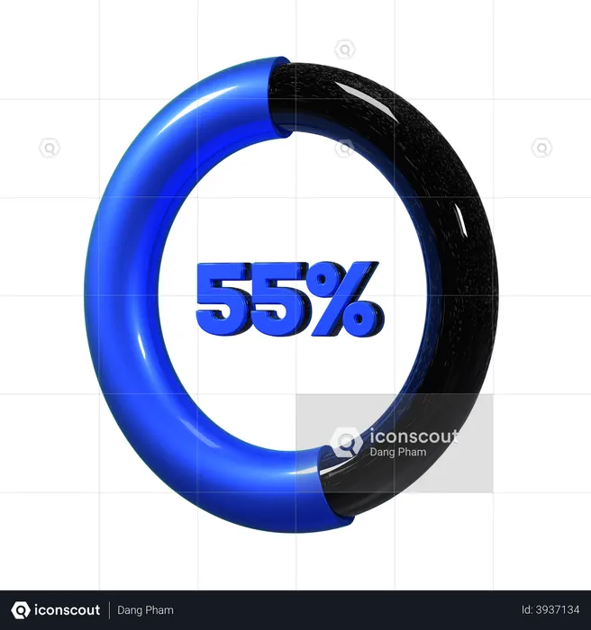 Diagramme circulaire à 55 pour cent  3D Illustration