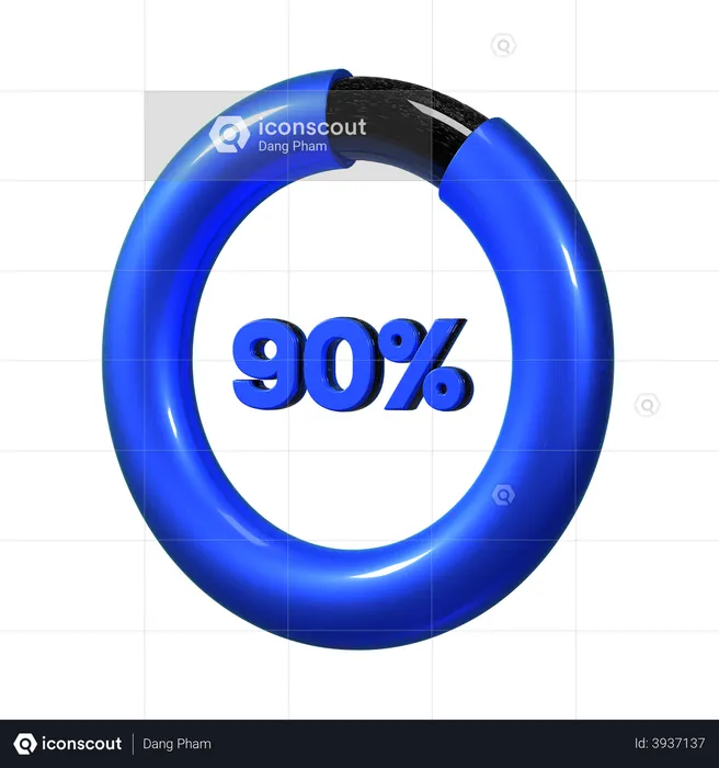 Diagramme circulaire à 90 pour cent  3D Illustration