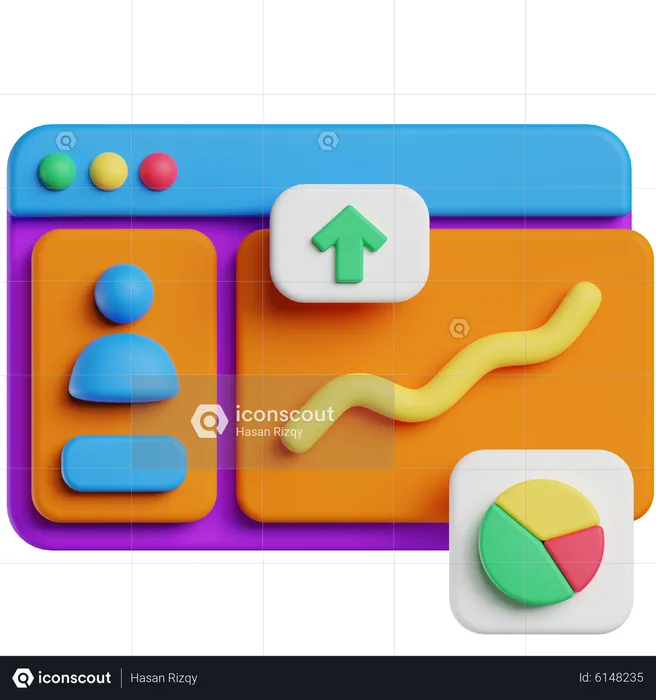 Graphique d'analyse des données utilisateur  3D Icon