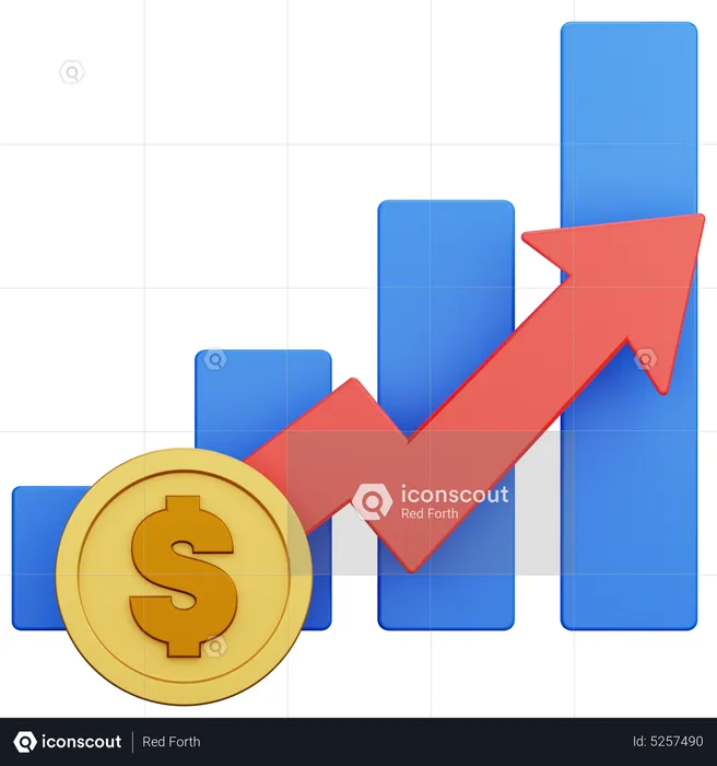 Courbe de croissance du dollar  3D Icon