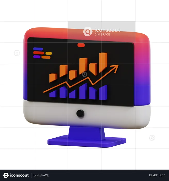 Courbe de croissance en ligne  3D Icon