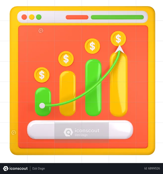 Courbe de croissance financière  3D Icon