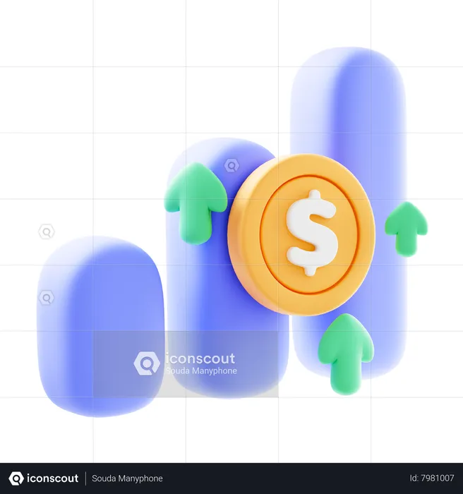 Courbe de croissance financière  3D Icon