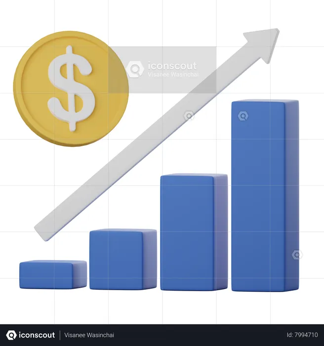 Courbe de croissance financière  3D Icon