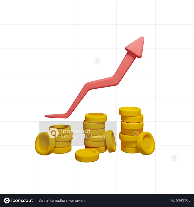 Tableau monétaire avec flèche vers le haut  3D Icon