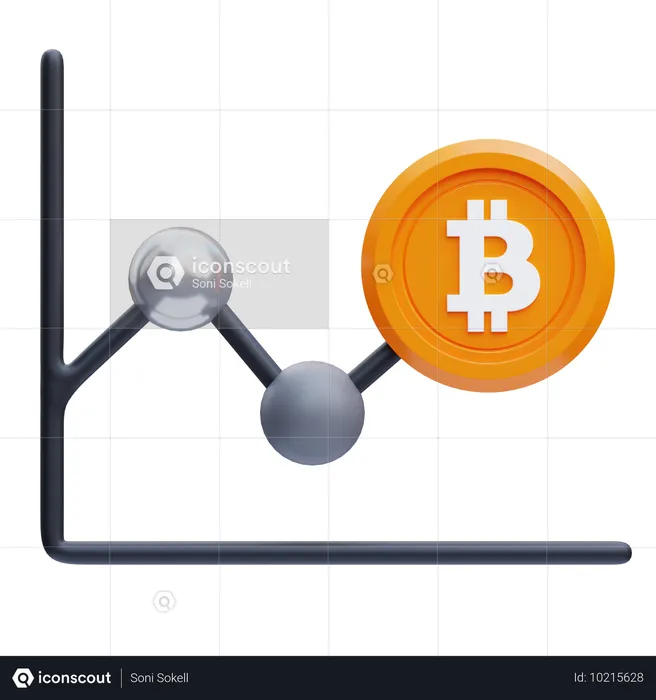 Graphique linéaire Bitcoin  3D Icon