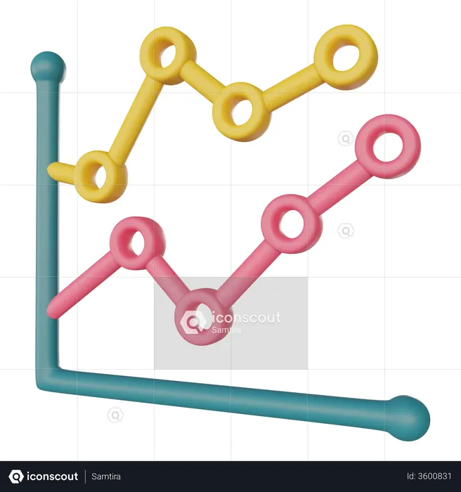 Croissance du graphique linéaire  3D Illustration