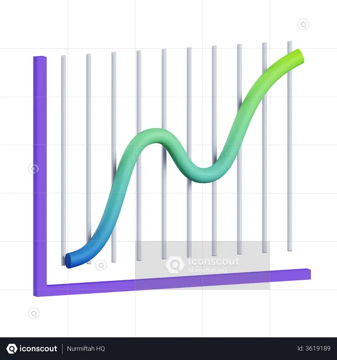 Croissance du graphique linéaire  3D Illustration