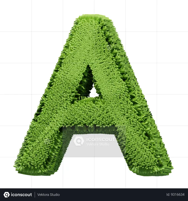Grass Shape A Logo 3D Icon