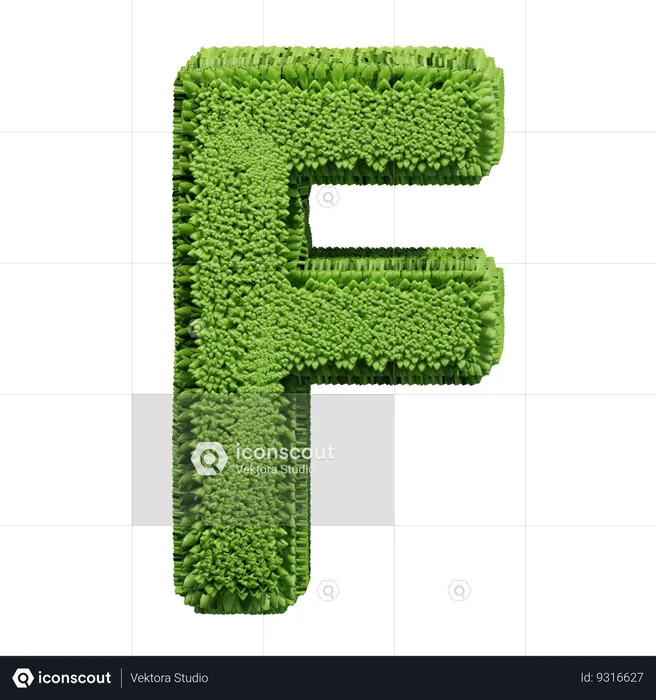 Grass Shape F Logo 3D Icon