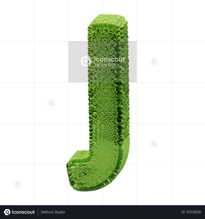 Grass Shape J Logo 3D Icon