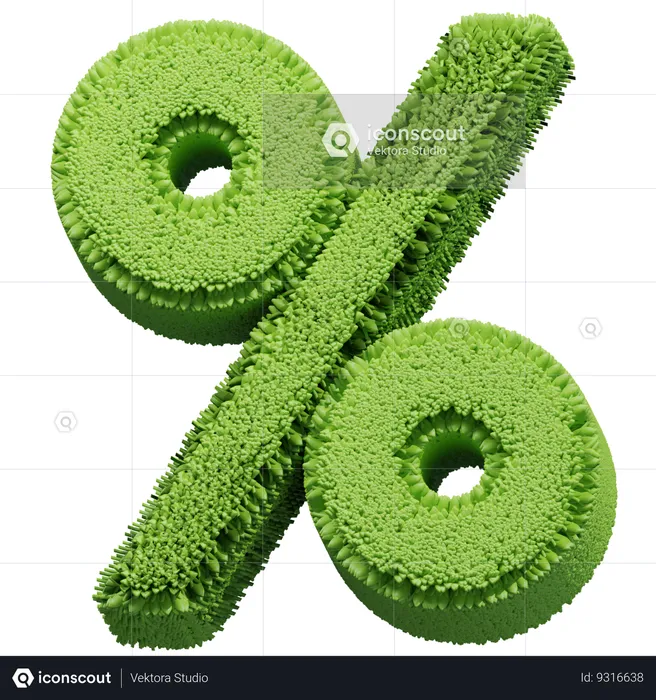 Grass Shape percentage Logo 3D Icon