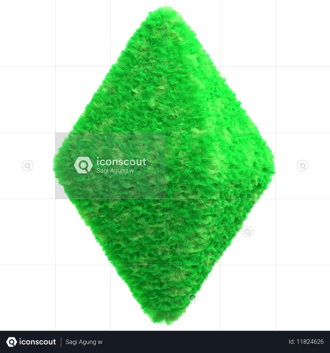 草の質感のダイヤモンド形  3D Icon