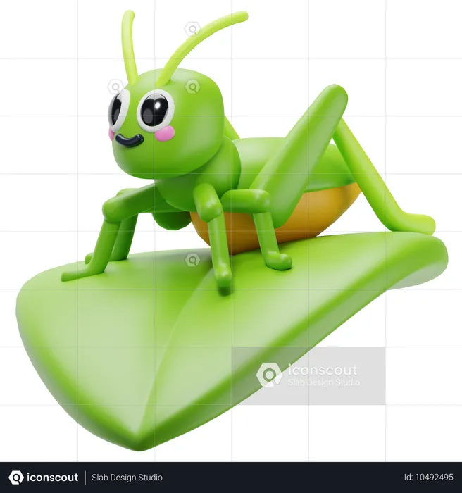 Grasshoper in Leaf  3D Icon