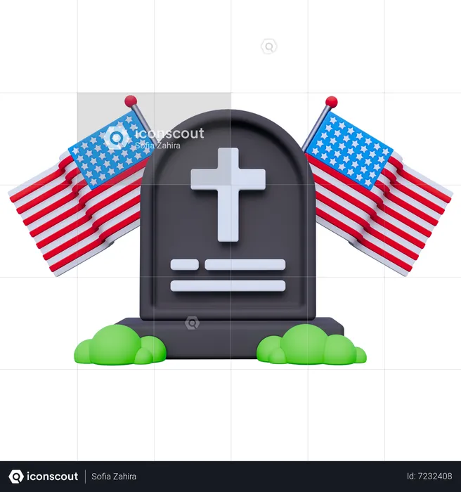 Grave and Flag  3D Icon