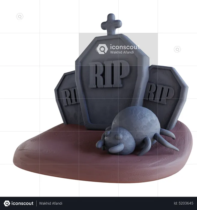 Grave With Spider  3D Icon