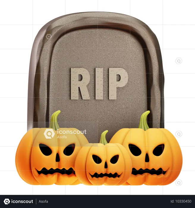 Gravestone with Jack O Lantern  3D Icon