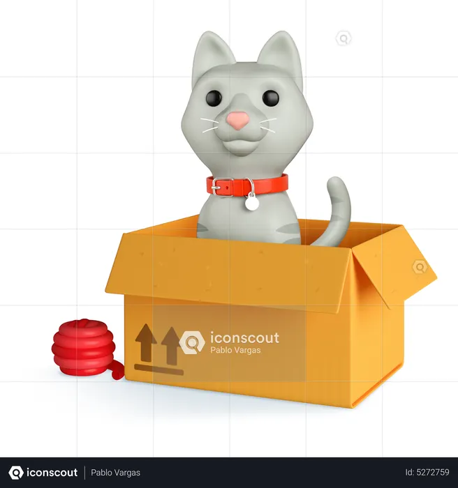 Gray cat box  3D Icon