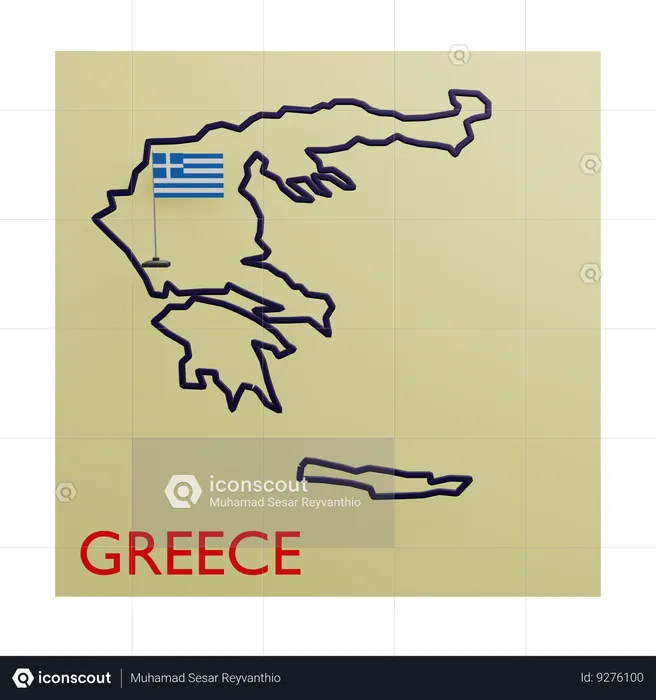 Greece Map Flag 3D Icon