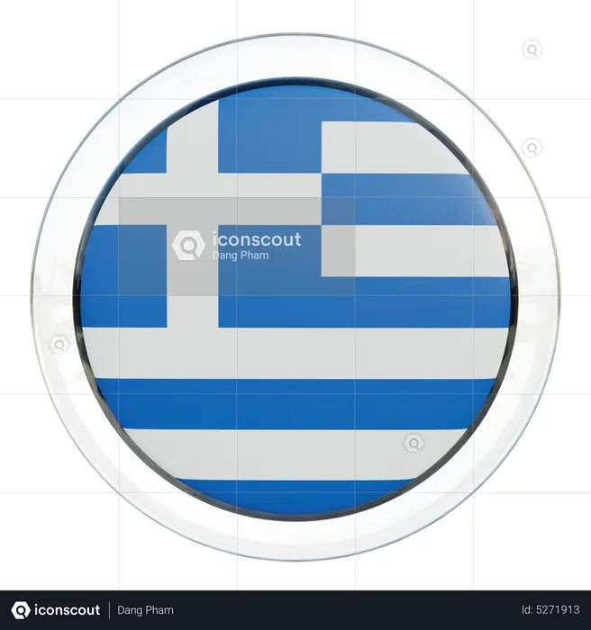 Greece Round Flag Flag 3D Icon