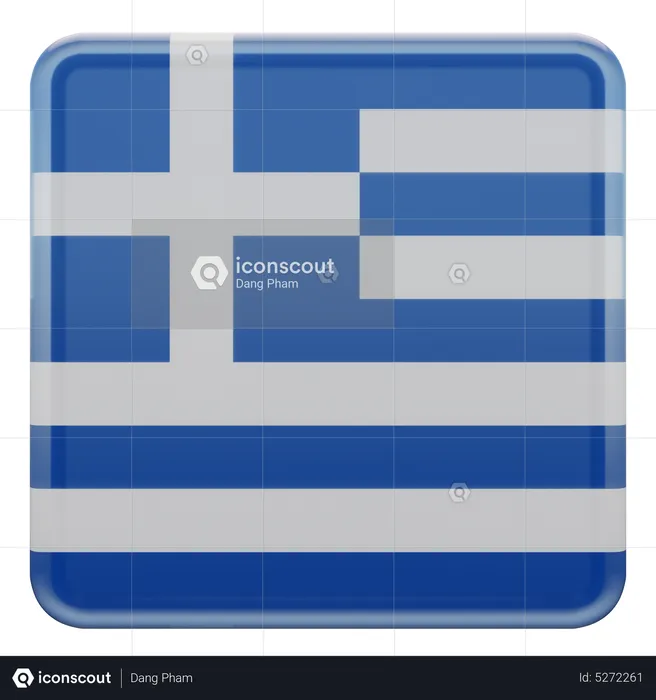 Greece Square Flag Flag 3D Icon