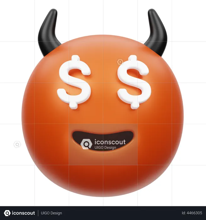 Greed Face Emoji 3D Illustration