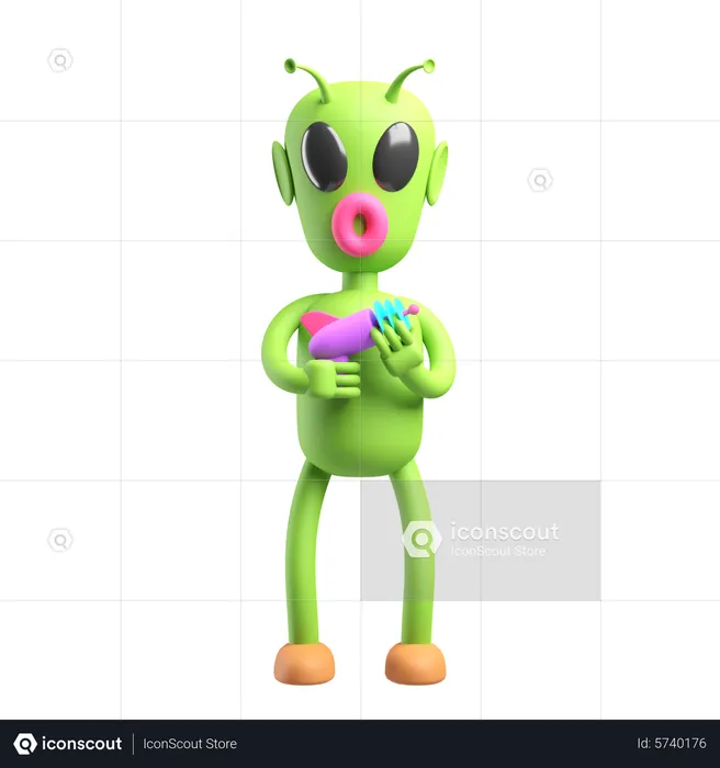 Green Alien  3D Icon