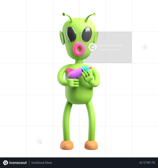Green Alien  3D Icon
