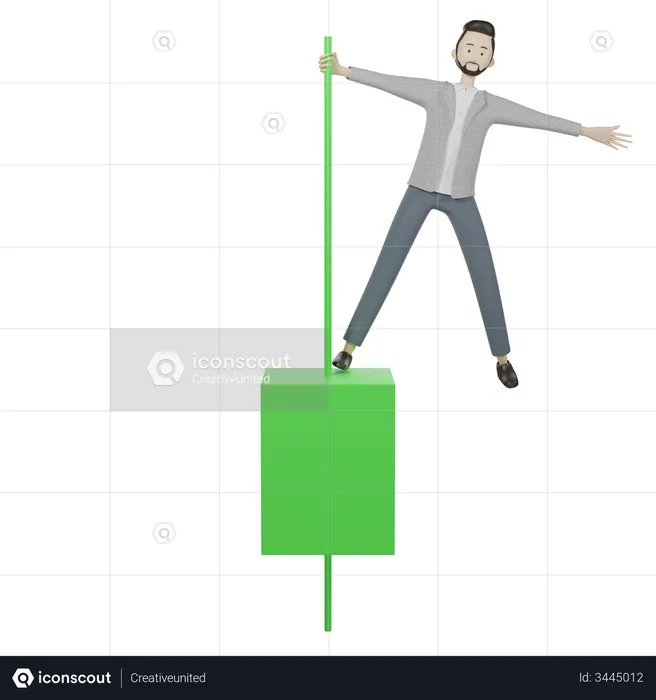 Green Candlestick  3D Illustration