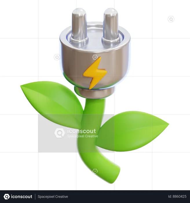 Green Electricity  3D Icon