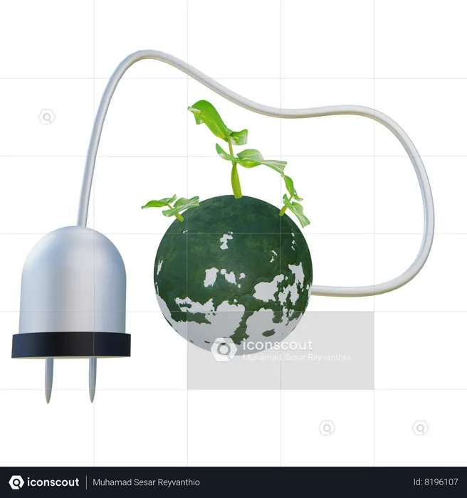 Green Electricity  3D Icon