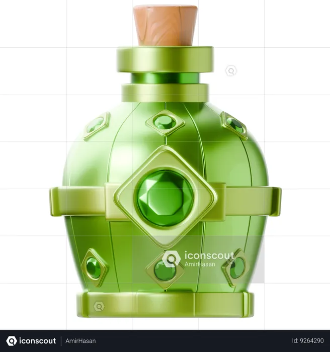 Green Elixir Bottle  3D Icon