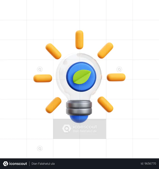 Green Energy Lamp  3D Icon