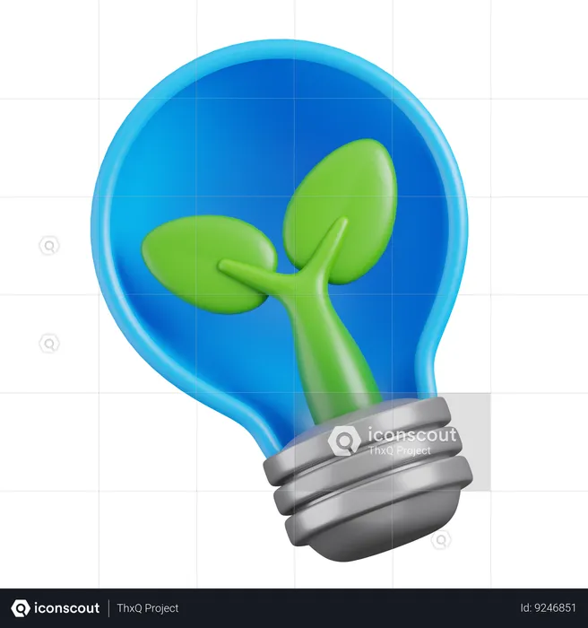 Green Energy Light Bulb  3D Icon