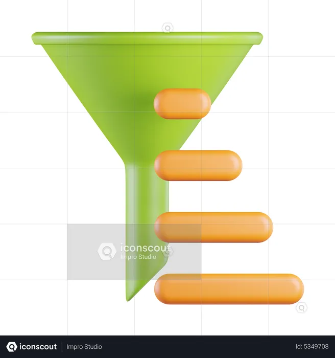Green  Filter Short to Wide  3D Icon