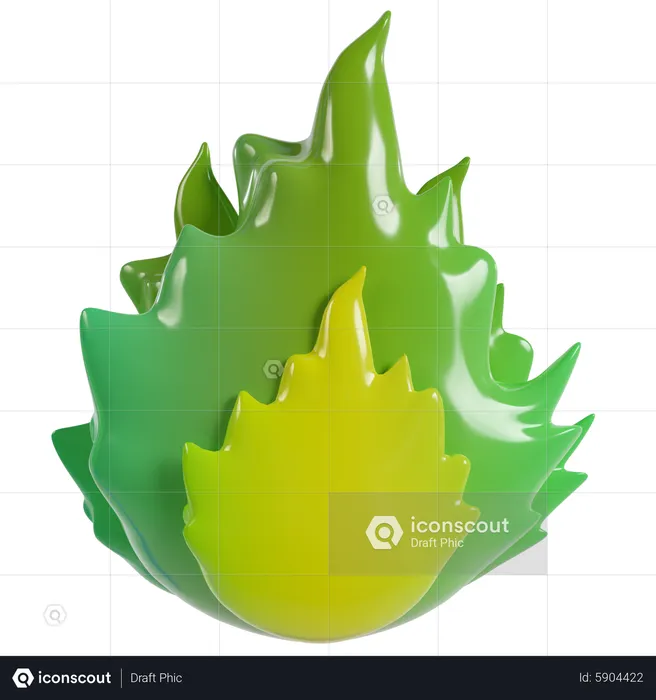 Green Flame  3D Icon