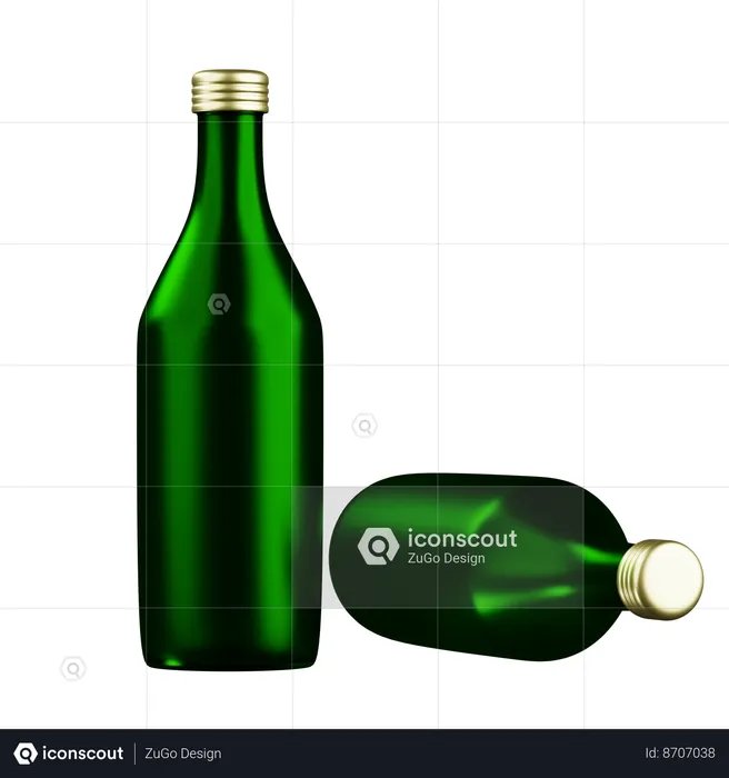 Green Glass Bottle Packaging  3D Icon
