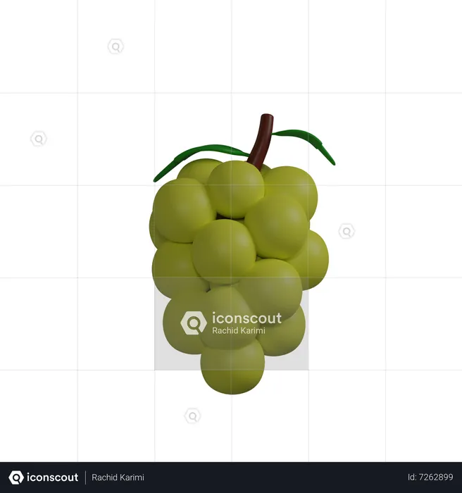 Green Grapes  3D Icon