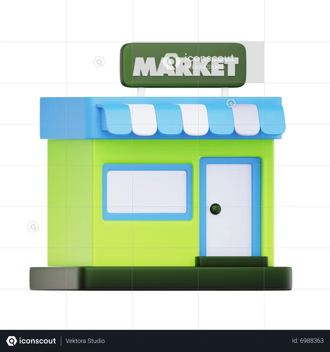 Green Market Store Icon  3D Icon