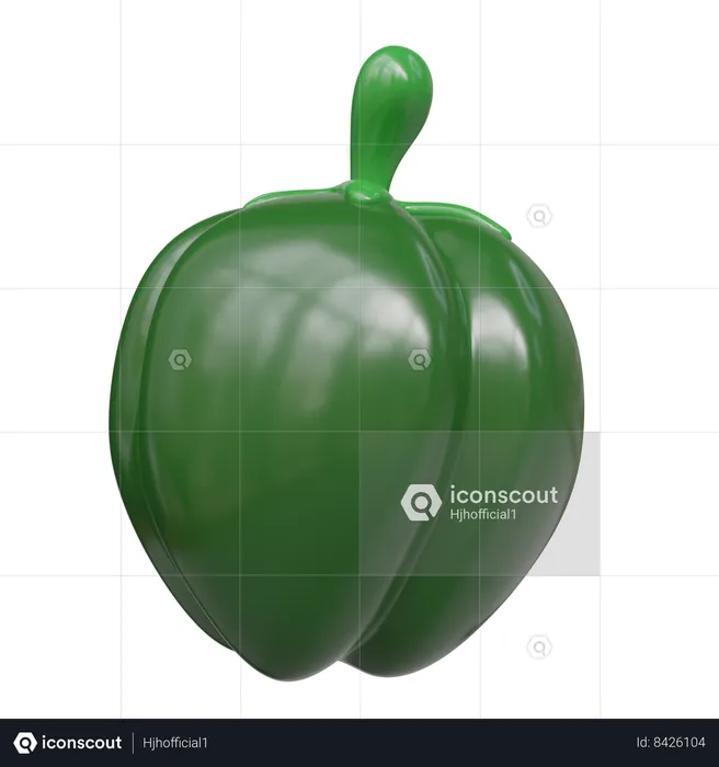 Green Paprika  3D Icon