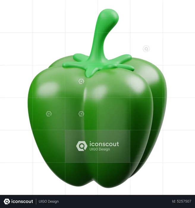 Green Paprika  3D Icon