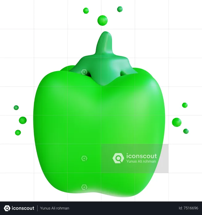Green Pepper  3D Icon