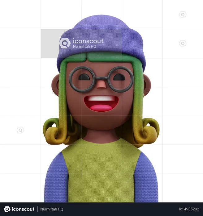Green Purple Shirt Woman  3D Icon