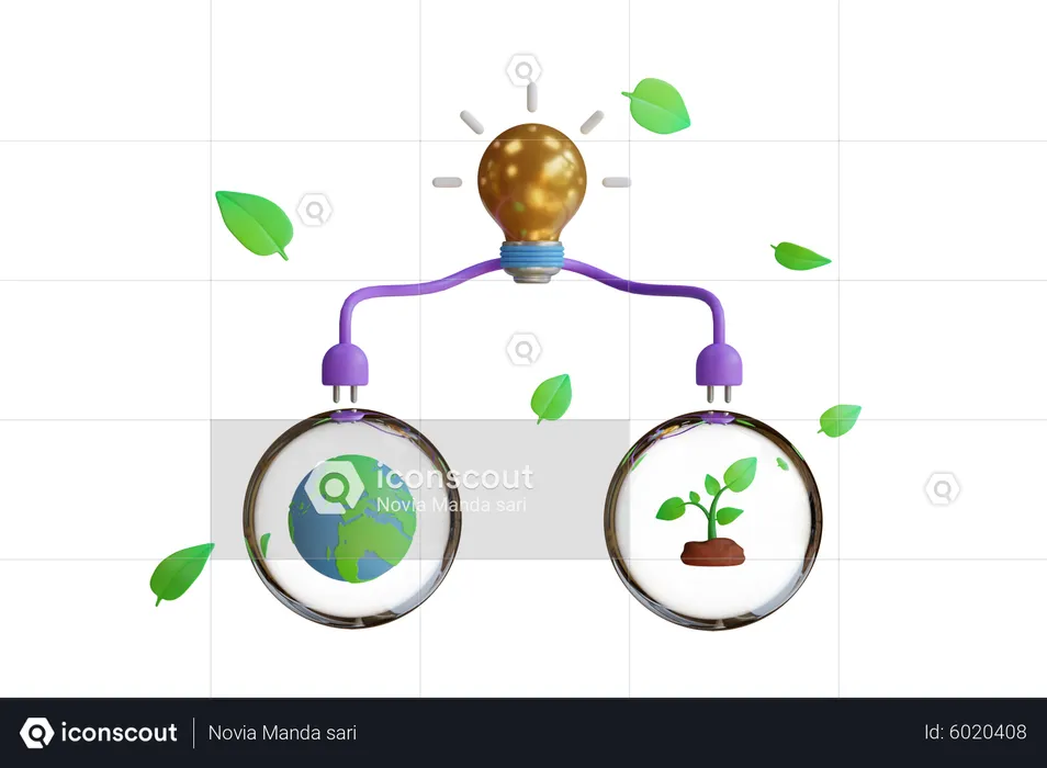 Green seedlings and Earth planet  3D Icon