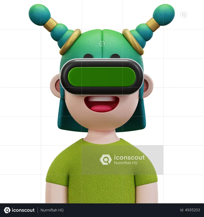 Green Shirt Woman  3D Icon