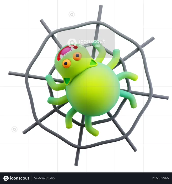 Green Spider Monster  3D Icon