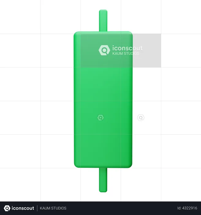 Green Stocks Crypto Candle  3D Illustration